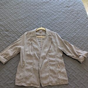 Chico's Linen Blend Beige Blazer. Size - Chicos 2 (XL).